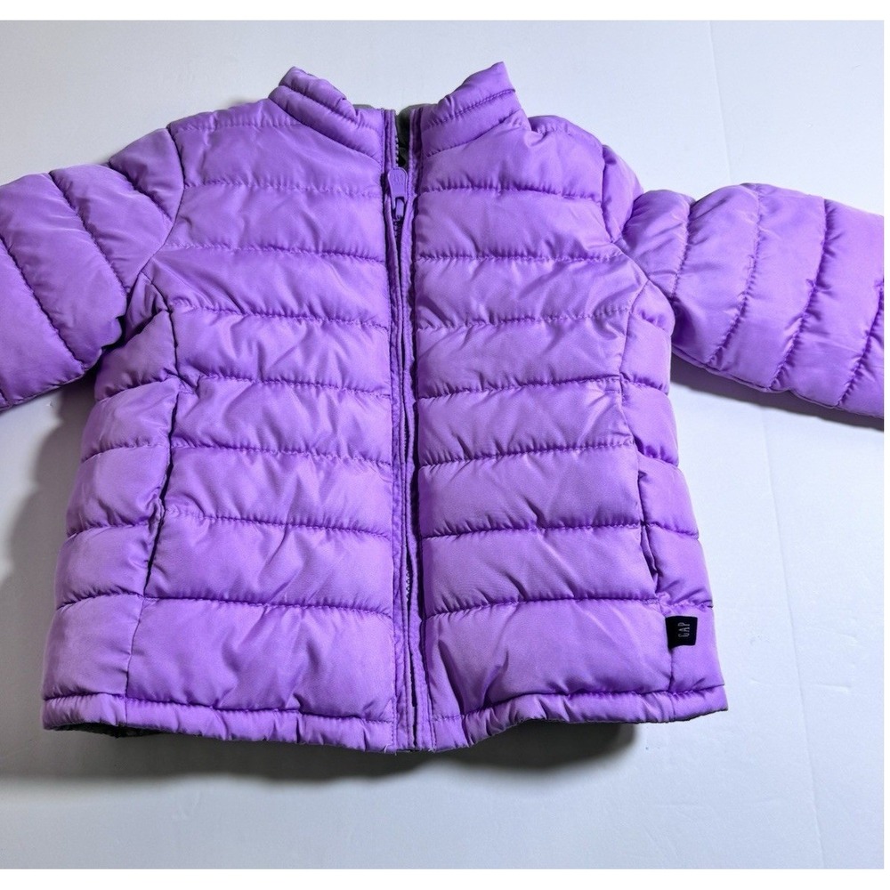 Gap Kids Puffer Jacket Purple Disney Minnie Mouse Lining Quilted Zip Up Coat
